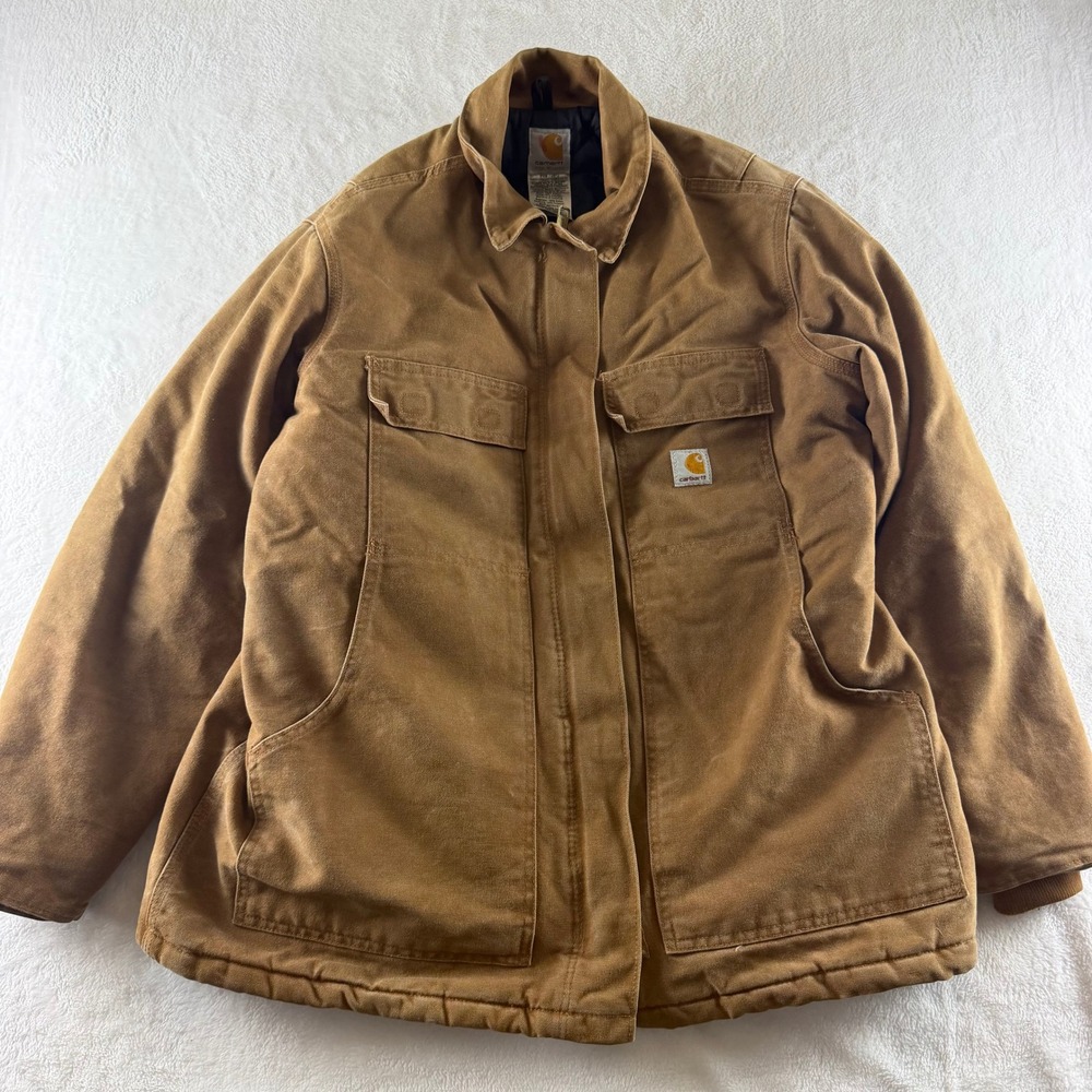 Carhartt Sandstone Duck Quilted Vintage Jacket Brown Women Large WC026 Workwear